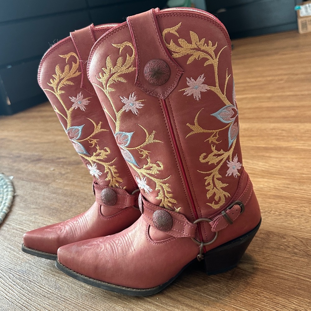 Durango Embroidered Leather Harness Western Boots - Picture 2 of 8